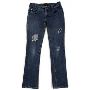 Urban Behavior Slim Jeans Destructed Dark Blue Wash Denim Womens Size 3/27